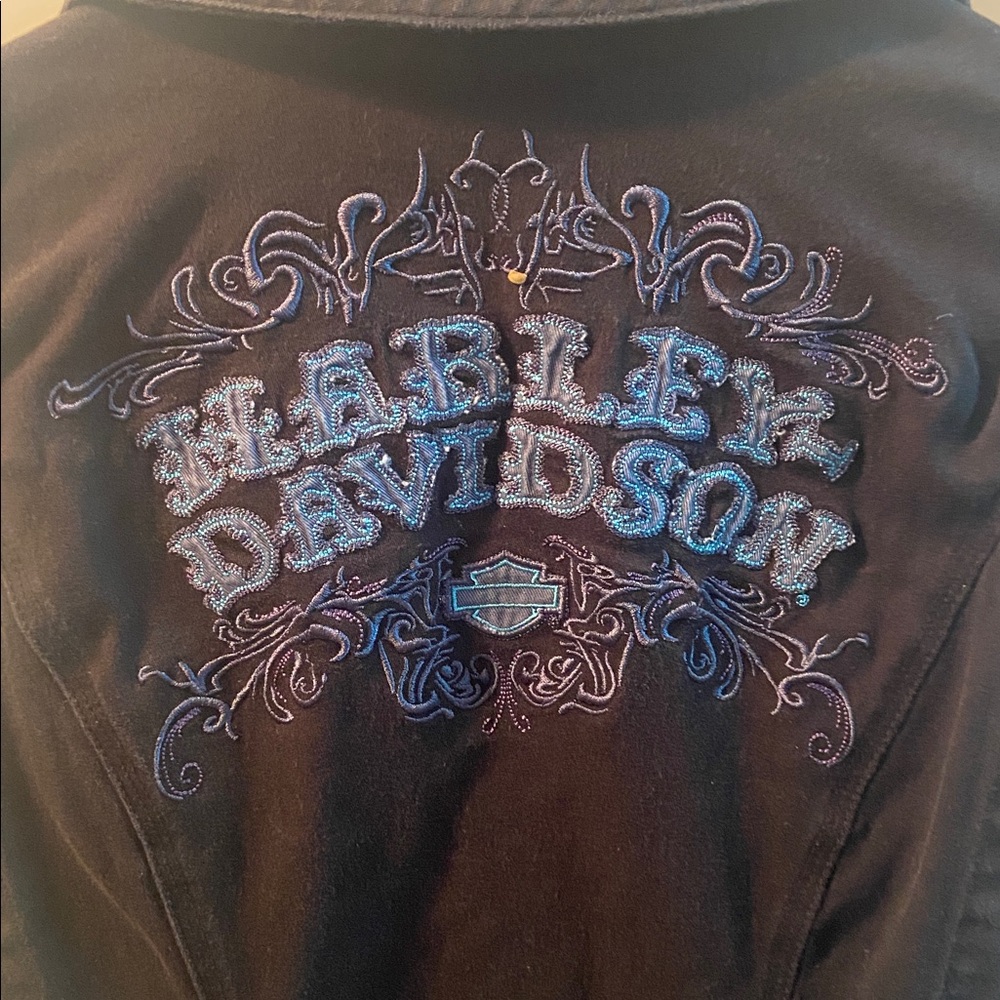 Harley-Davidson Black Embroidered Collar Shirt - Picture 4 of 6